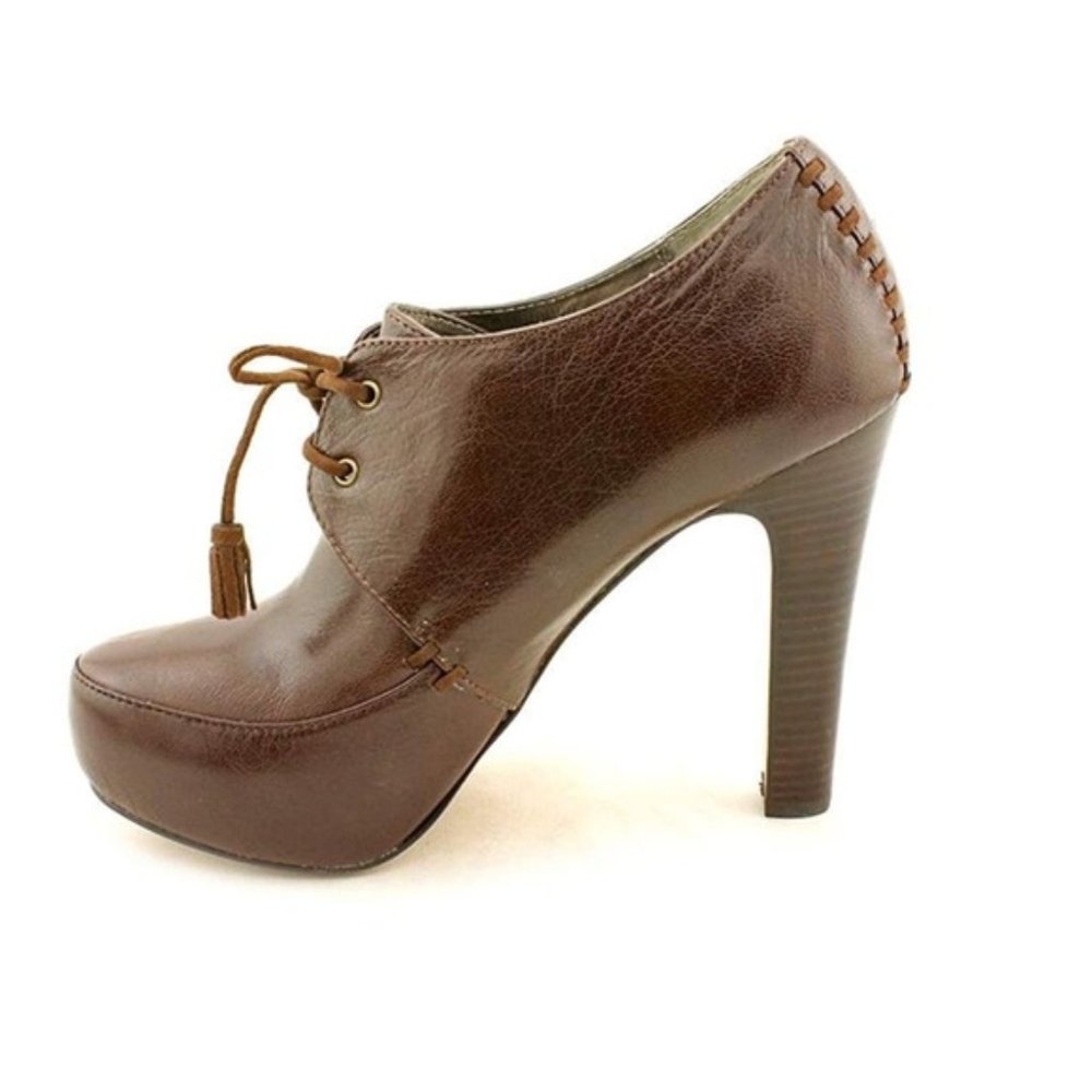 Carlos Falchi Platform Leather Brown Ankle Boots